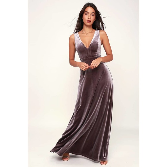 Lulus Dresses & Skirts - Lulus Beautiful Night Dusty Purple Velvet Dress M